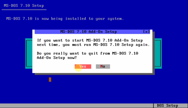 Загрузочный диск ms-dos - окончание установки дополнений.