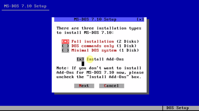Cистема ms-dos 7.10 - full installation.