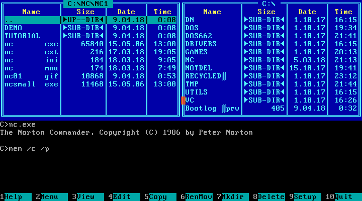 Norton commander dos. DOSBOX Нортон командер. Нортон командер 95. Операционная оболочка Norton Commander. Интерфейс Norton Commander.